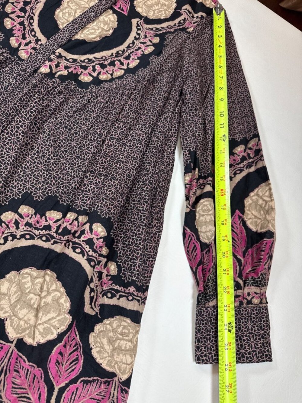 Free People XS Black Floral Embroidered Boho Tunic Dress Long Sleeve (K554) - Picture 7 of 10